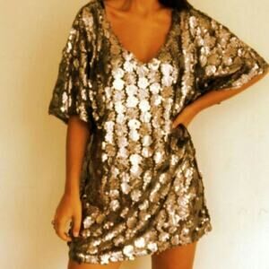 NWT Free People Gold Sequin Shift Dress